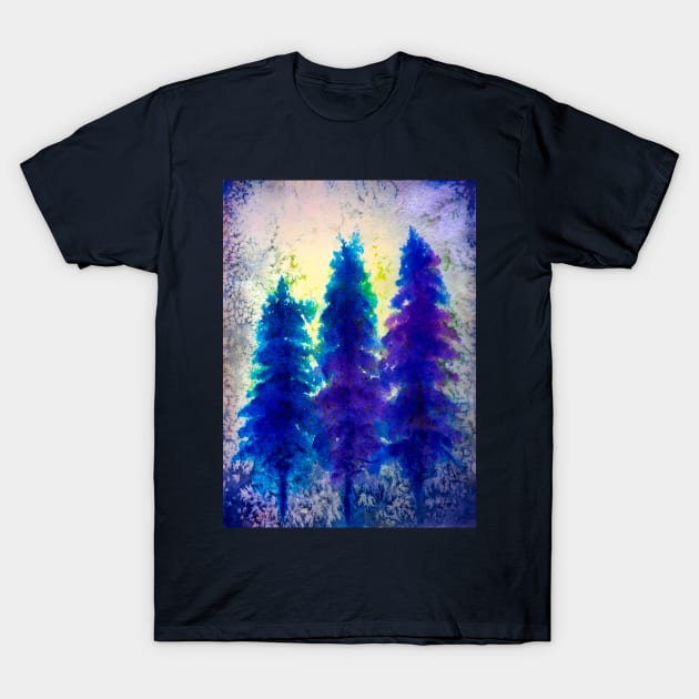 Blue Pine trees T-Shirt by redwitchart